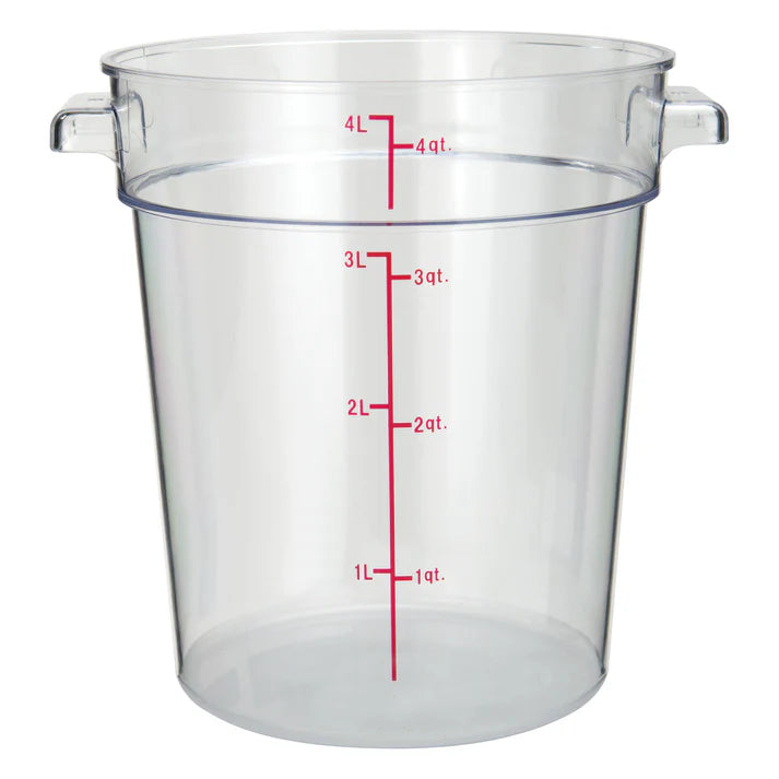 Round Storage Container, Clear Polycarbonate - 4 Quart