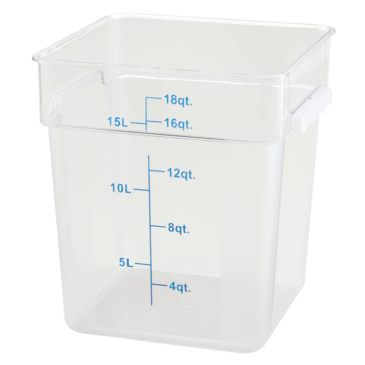 Square Storage Container, Clear Polycarbonate - 18 Quart