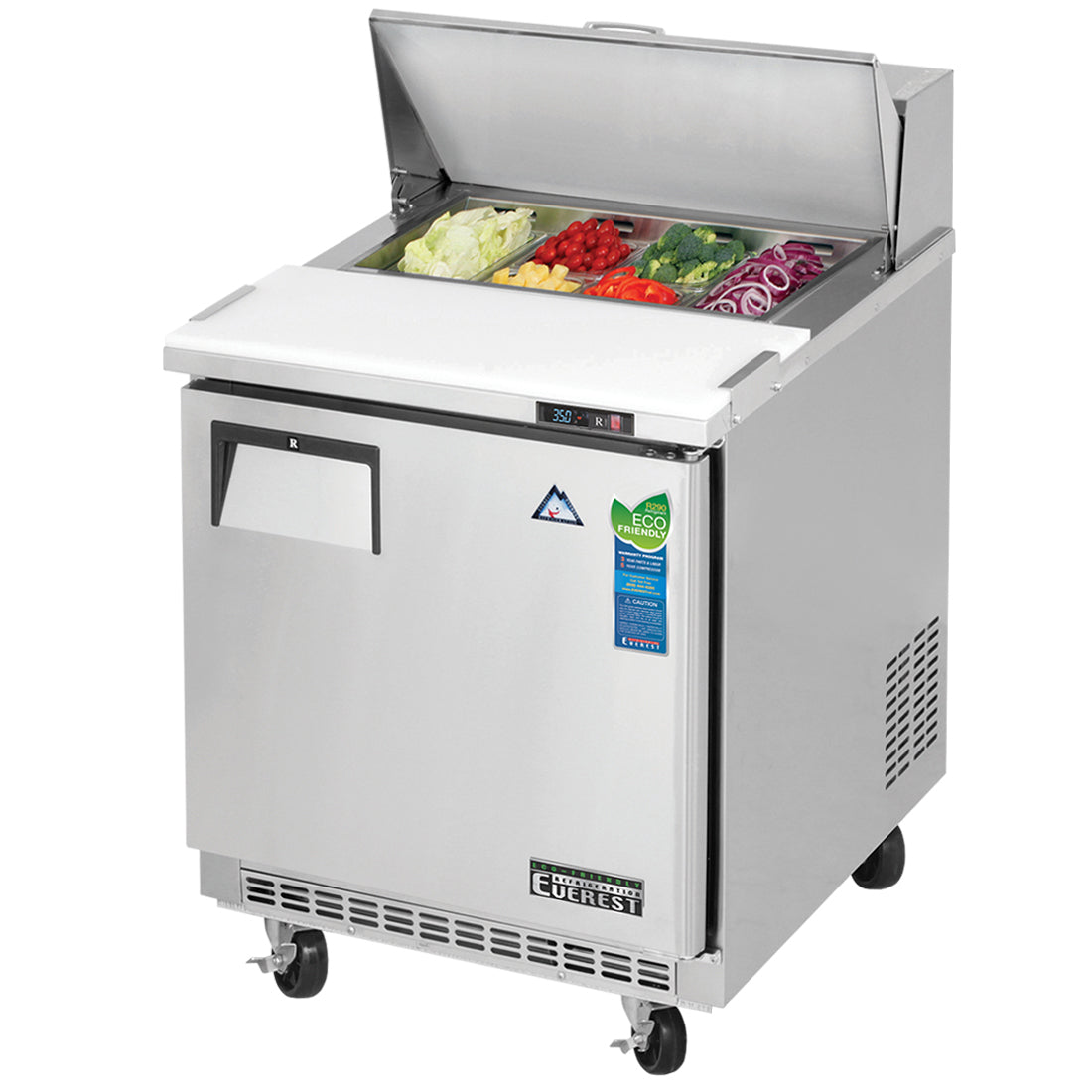 Everest Refrigeration EPBNR1 27 3/4" EPB Series Sandwich/Salad Prep Table w/ Refrigerated Base, 115v