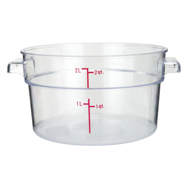 Round Storage Container, Clear Polycarbonate - 2 Quart