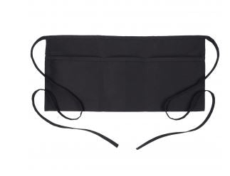 Black Polyester Standard Waist Apron with 3 Pockets - 12" x 26"