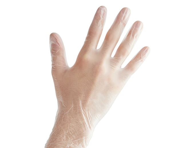 Powder-Free, Disposable, Clear, 3 Mil Thick Vinyl Gloves, Large