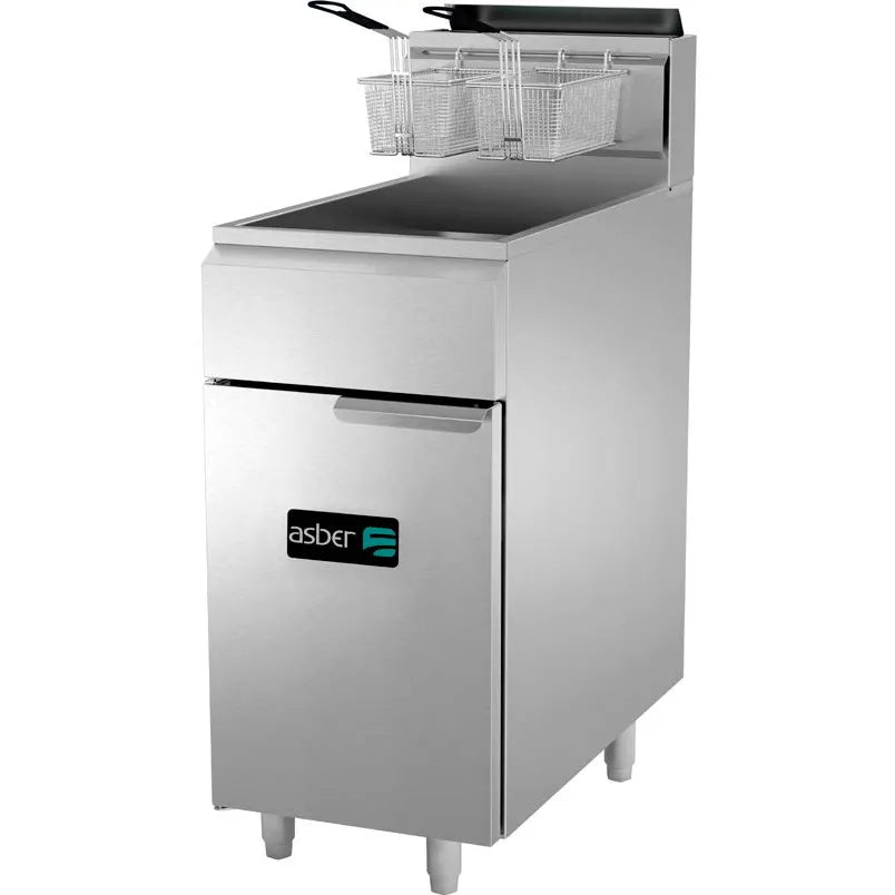Asber AEF-4050-S-E 16" Floor Model LP Fryer, 40/50 lb. Capacity, 3 x 35,000 BTU Burners