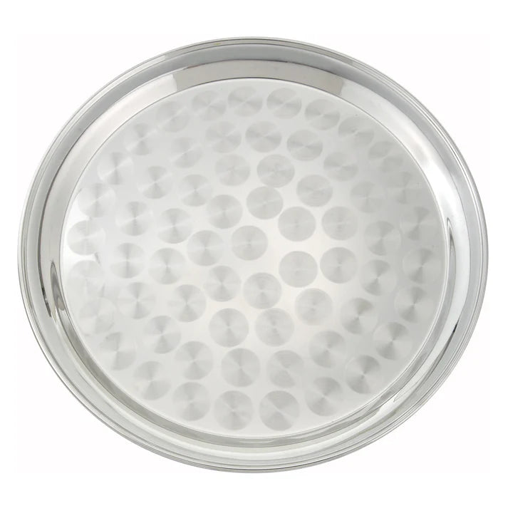 ROUND SWIRL SERVICE TRAY..-S/S : 16