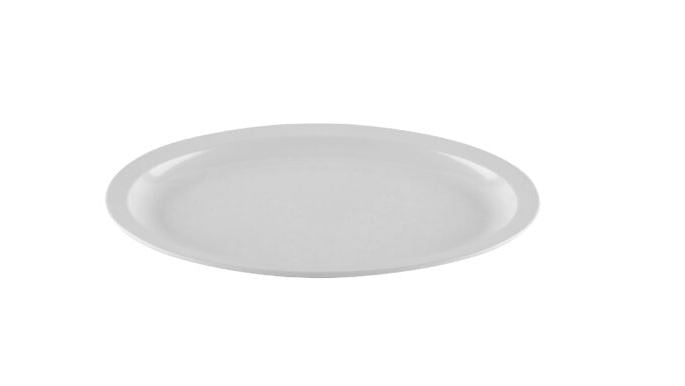 White 13 1/4" x 9 3/4" SuperMel Oval Platter - 12/Case