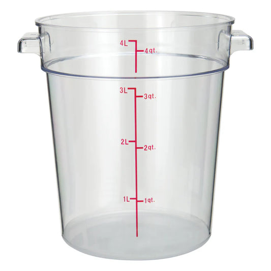Round Storage Container, Clear Polycarbonate - 4 Quart