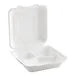 9" x 9" x 3" White Plant Fiber 3 Compartment To Go Box