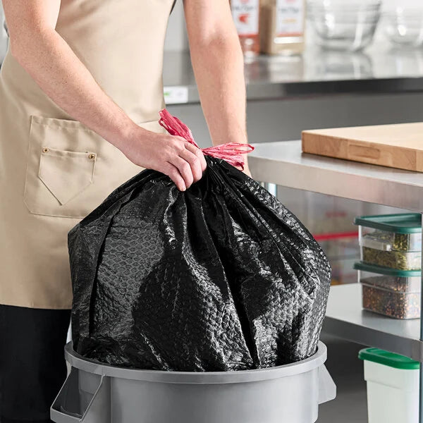 Medium-Duty Black Drawstring Can Liner / Trash Bag