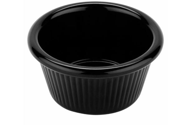 2 oz. Black Fluted Melamine Ramekin - 48/Case