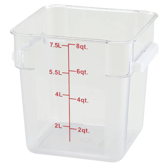 Square Storage Container, Clear Polycarbonate - 8 Quart