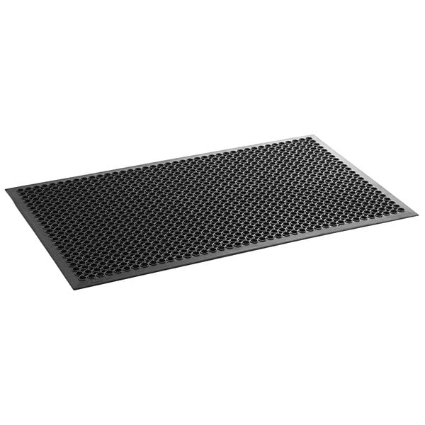 Choice 3' x 5' Black Rubber Anti-Fatigue Floor Mat with Beveled Edge - 1/2" Thick