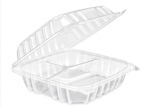 Clear Plastic 3 compartment Hinged To-to Container ( C90PST1 )