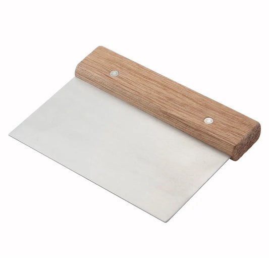 DOUGH CUTTER/SCRAPER-WOOD HANDLE : 6" X 3"