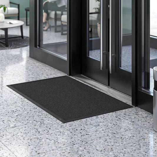 Lavex Needle Rib 3' x 5' Black Indoor Entrance Mat - 3/8" Thick