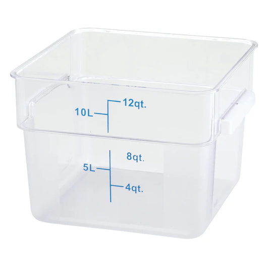 Square Storage Container, Clear Polycarbonate - 12 Quart
