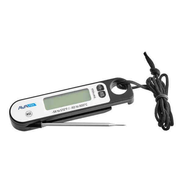 AvaTemp 3" Black Digital Folding Probe Thermometer with Magnet