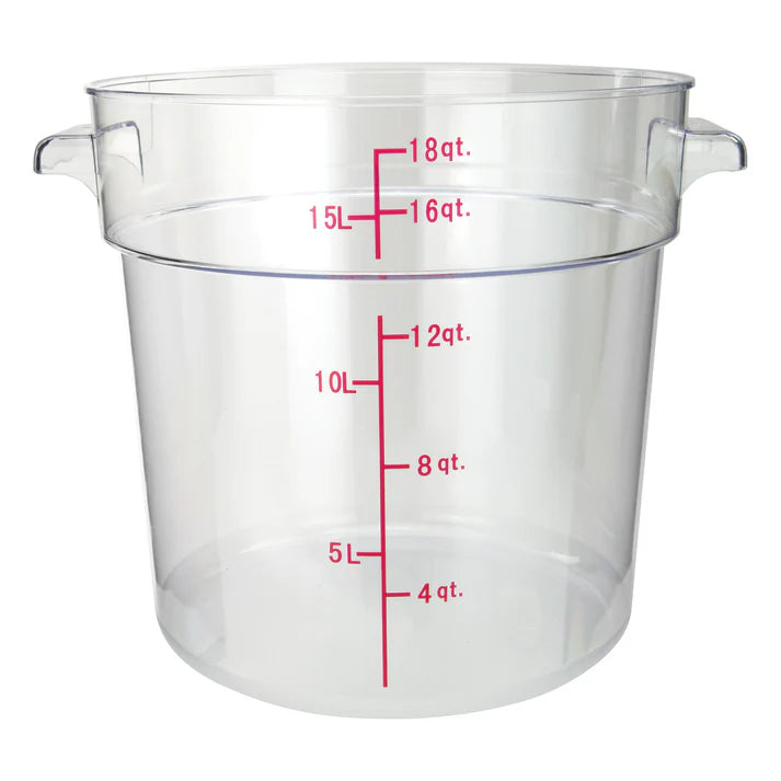 Round Storage Container, Clear Polycarbonate - 18 Quart
