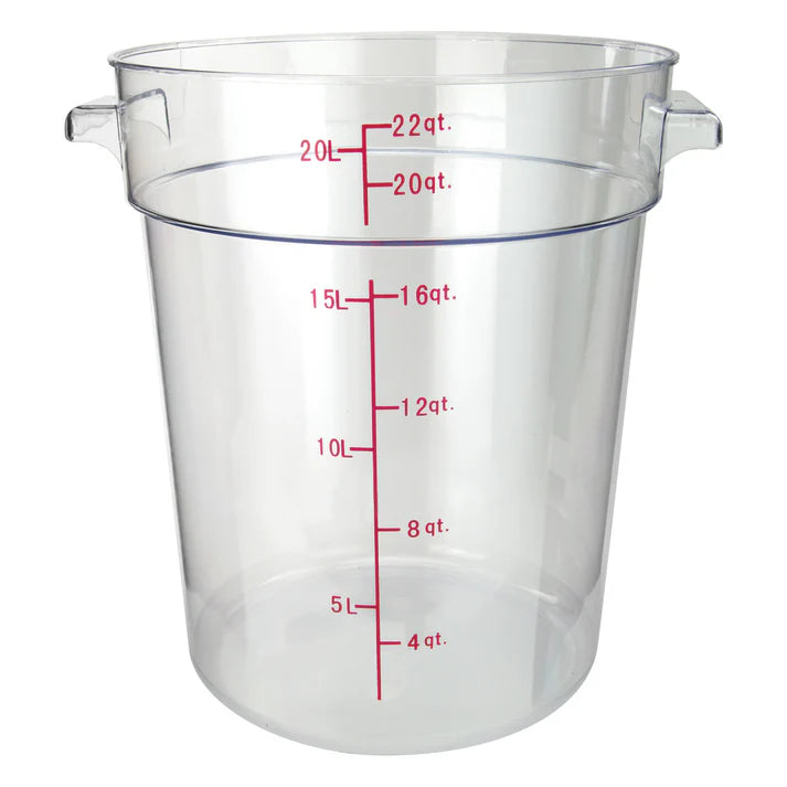 Round Storage Container, Clear Polycarbonate - 22 Quart