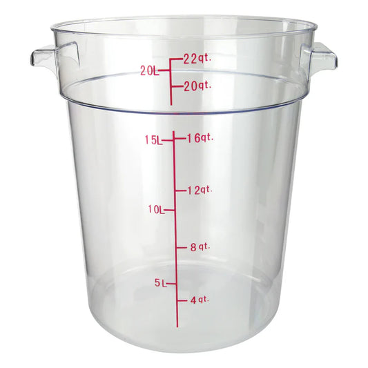 Round Storage Container, Clear Polycarbonate - 22 Quart