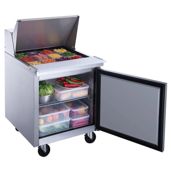 Dukers - DSP29-12M-S1, Commercial 29" Salad, Sandwich Food 12 Pan Prep Table Refrigerator Mega Top 6.6 cu.ft.