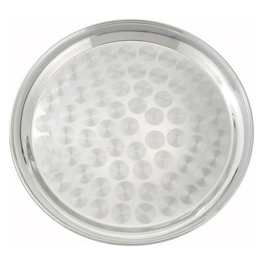 ROUND SWIRL SERVICE TRAY-S/S : 12"