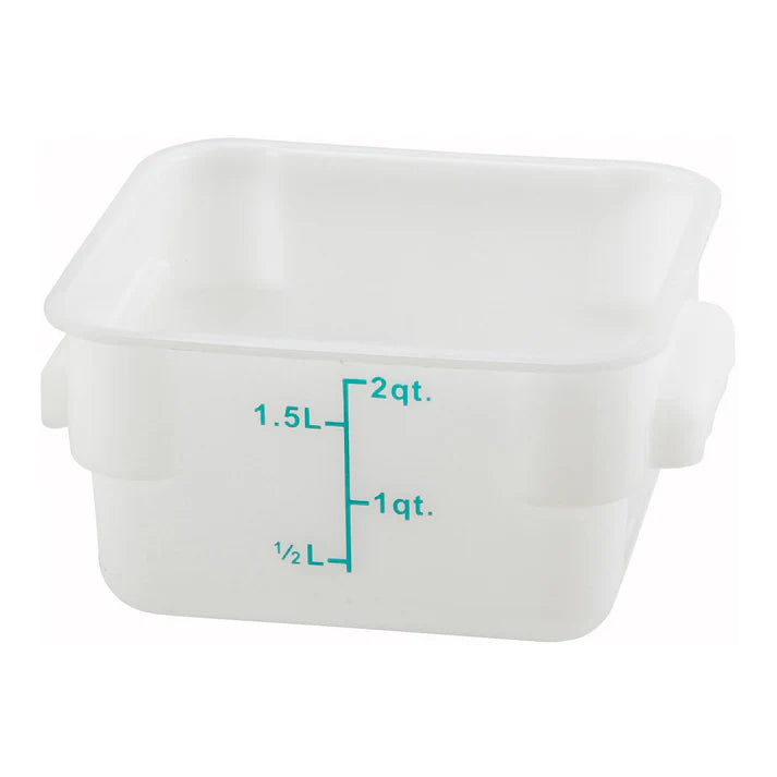 Square Storage Container, White Polypropylene - 2 Quart
