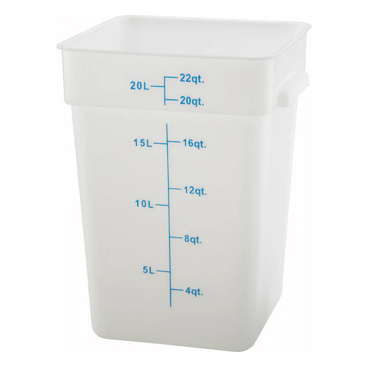 Square Storage Container, White Polypropylene - 22 Quart