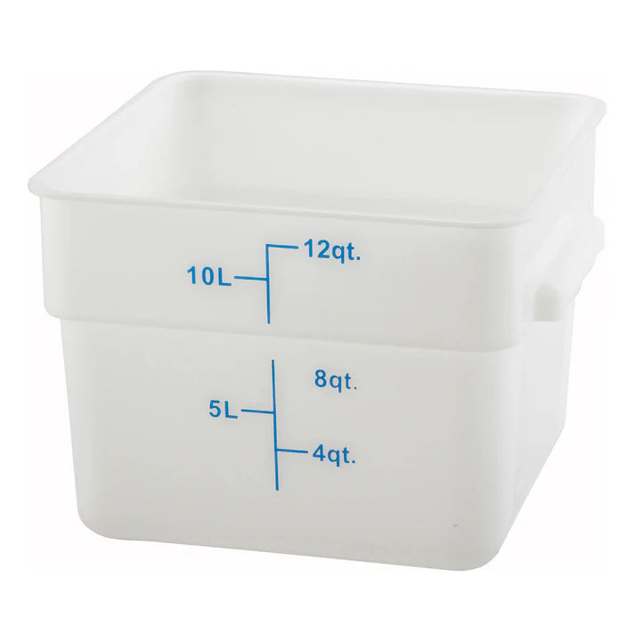 Square Storage Container, White Polypropylene - 12 Quart