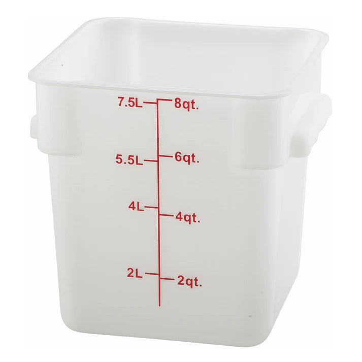 Square Storage Container, White Polypropylene - 8 Quart
