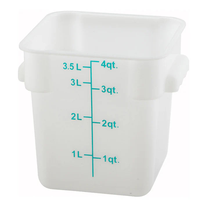 Square Storage Container, White Polypropylene - 4 Quart