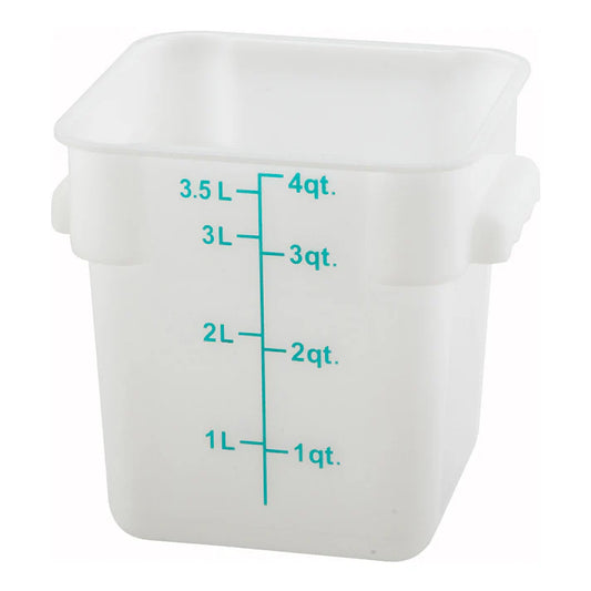 Square Storage Container, White Polypropylene - 4 Quart