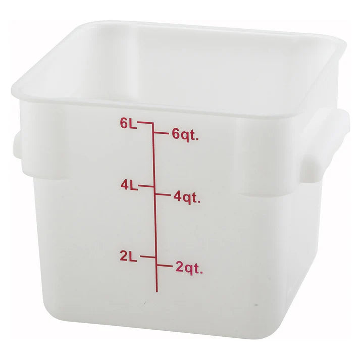 Square Storage Container, White Polypropylene - 6 Quart