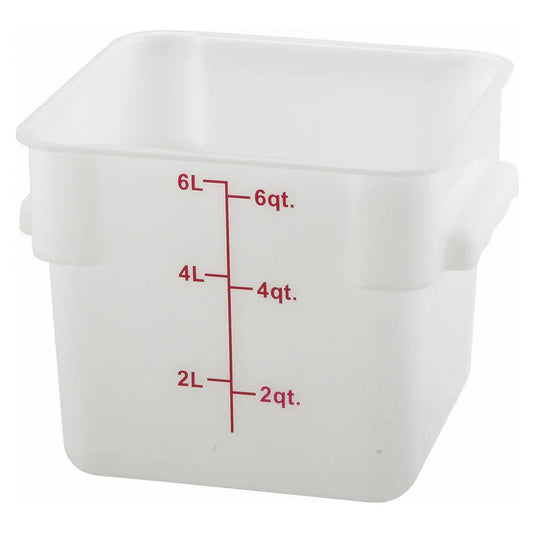 Square Storage Container, White Polypropylene - 6 Quart