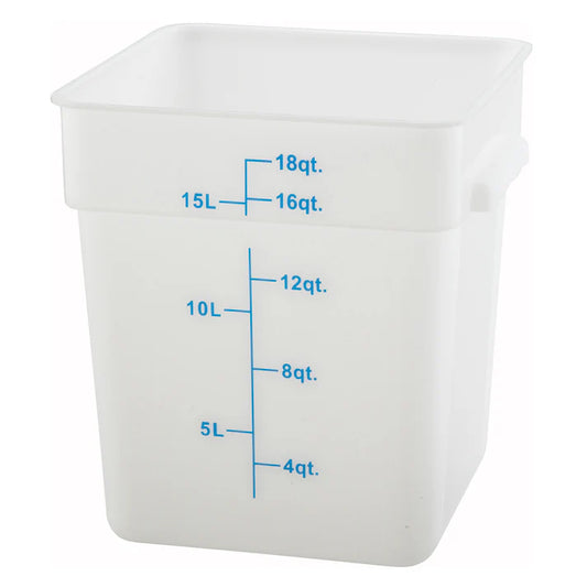 Square Storage Container, White Polypropylene - 18 Quart
